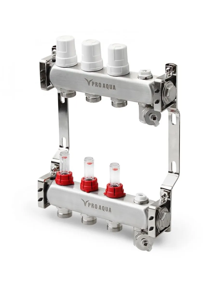 Коллекторный блок с расходомерами,  5 выходов, 1х3/4"