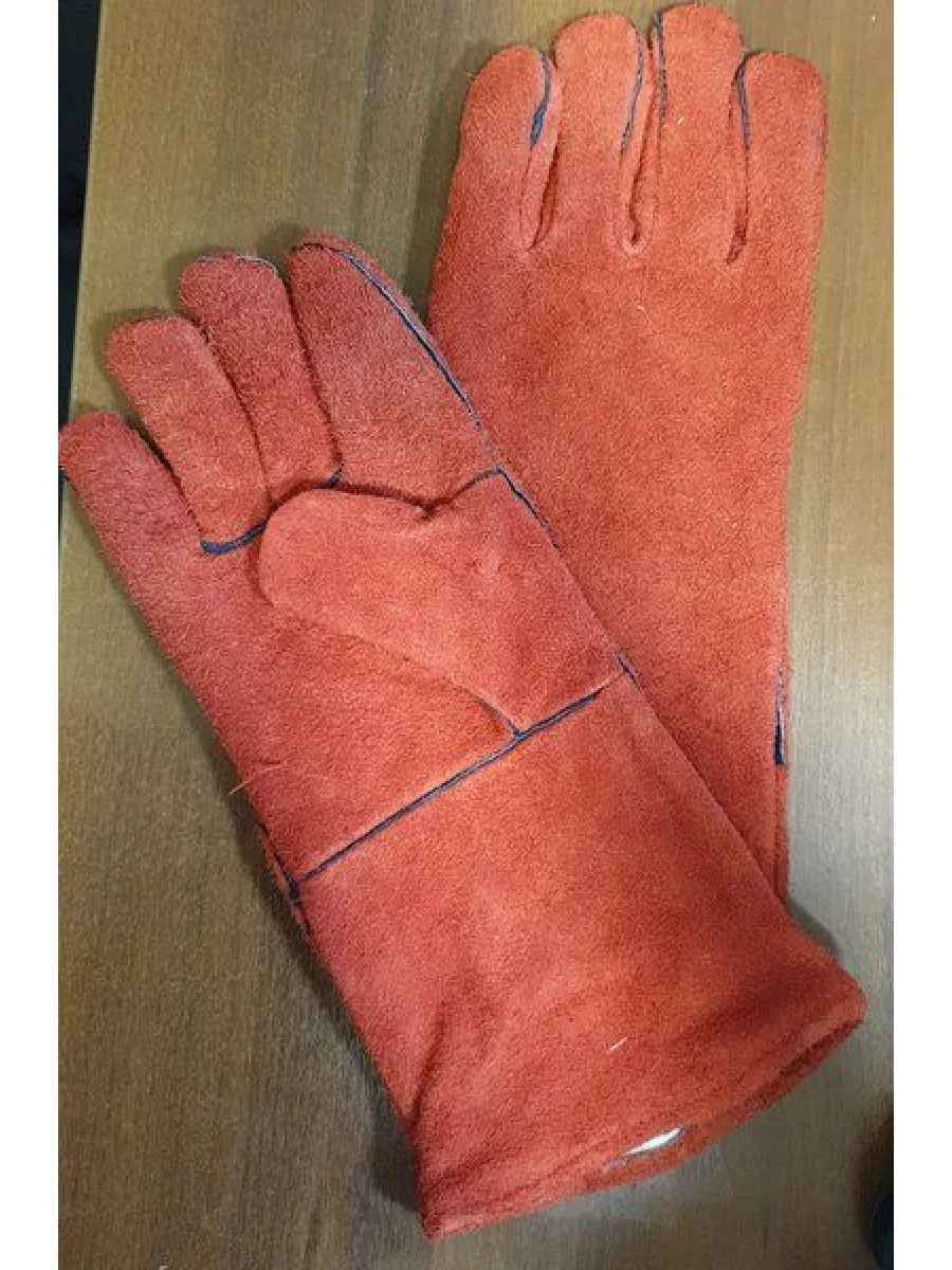 Краги сварщика спилковые с подкладкой "ТРЕК", цвет красный