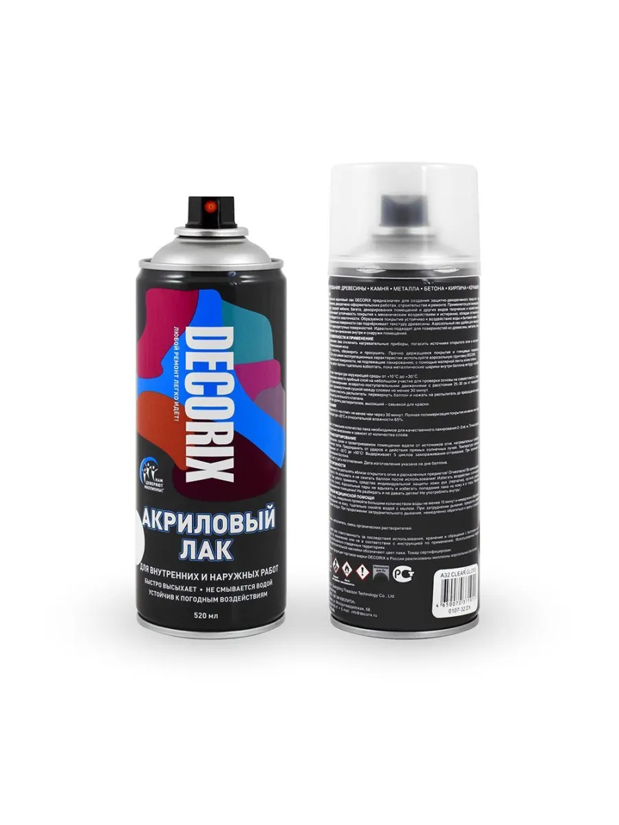 Лак аэрозольный акриловый матовый бесцветный 520 мл DECORIX