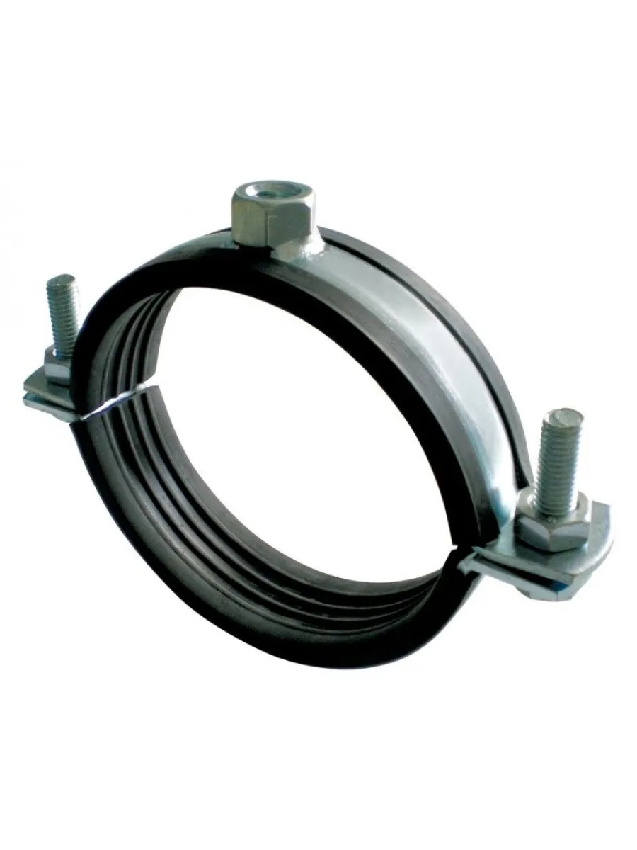 Хомут стальной с резин уплотн без шпильки (гайка М16) 266-274 мм 10" высокой нагрузки