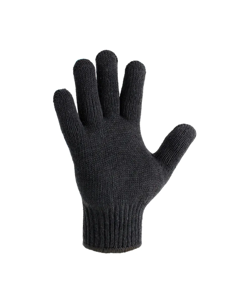Перчатки трикотажные Зима Двойные, размер 9, черные, 90 гр.