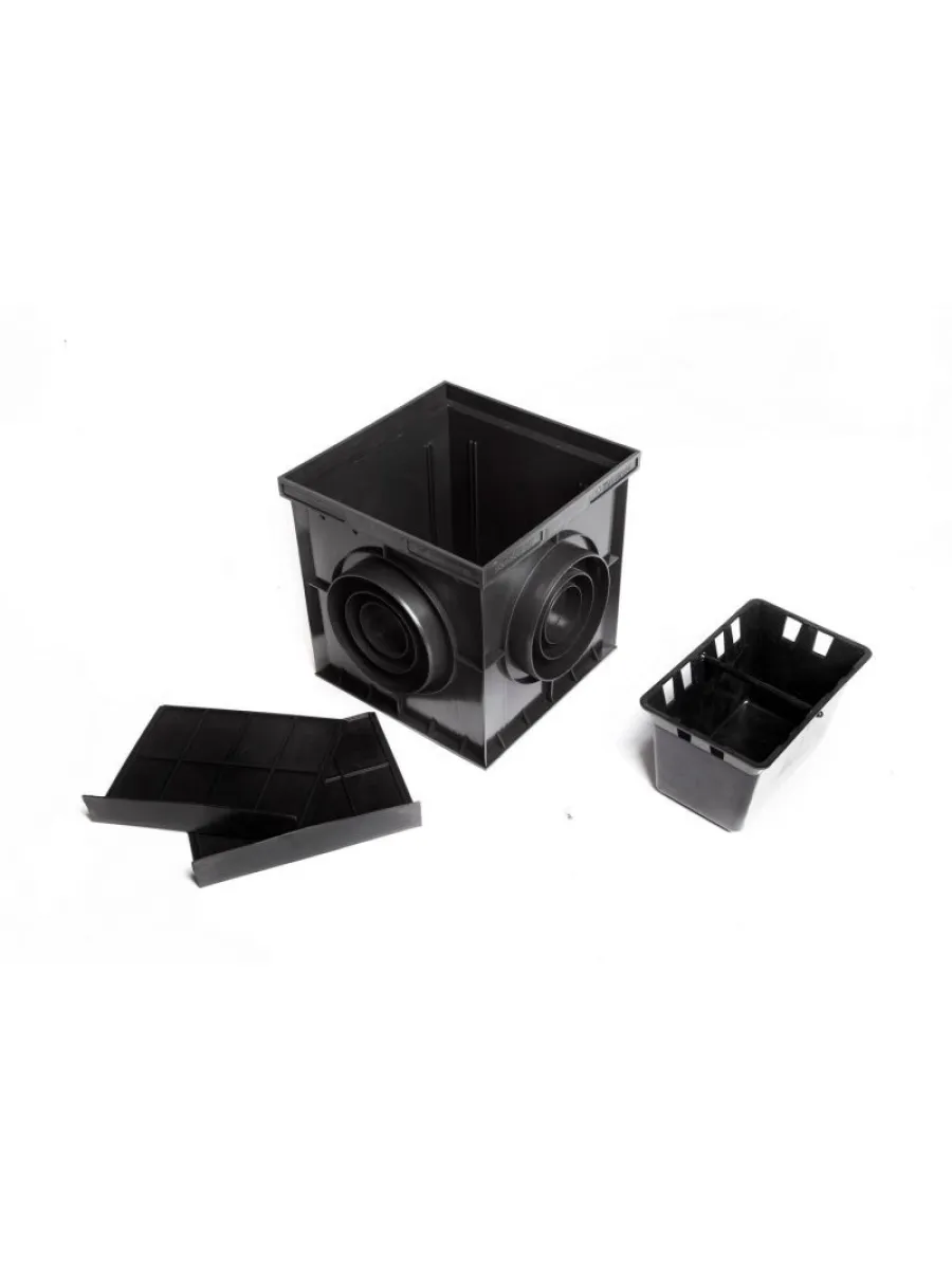 Дождеприемник пластиковый 300х300 Аквасток (в сборе - 2 перегородки+корзинка, решетки 32851 отдельно)