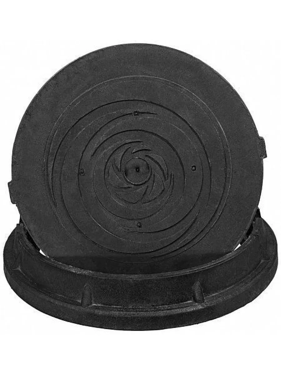 Люк полимерный (640/760/120/80) тип "Т" 25,0 тн черный С ЗАМКОМ (толщина 12см)