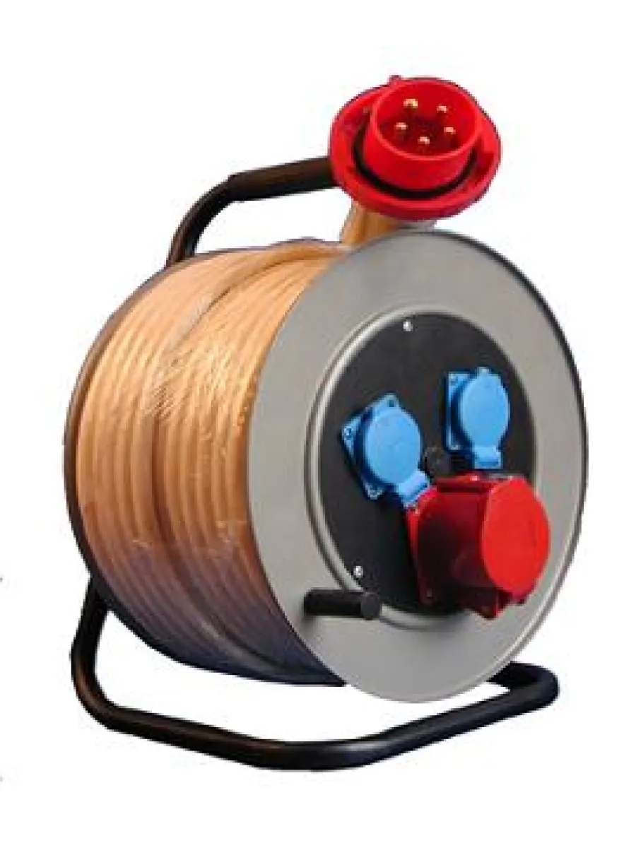 Удлинитель на метал. катушке КГ 5х2,5 кв мм 40 м, 18000Вт 3 гнезда(380+220V), IP44