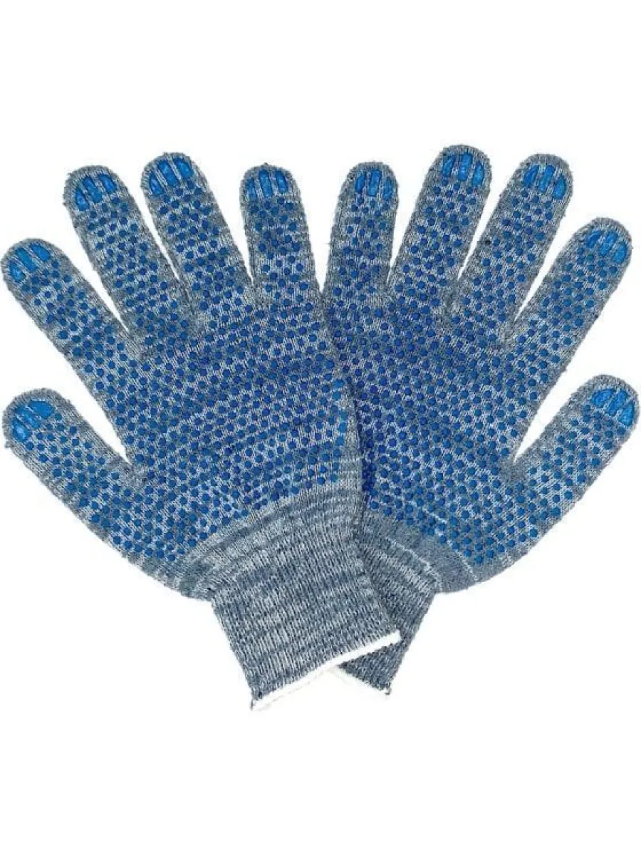 Перчатки х/б 10 кл. 5-ти нитка (серые) с ПВХ Точка ЭКОНОМ 45гр