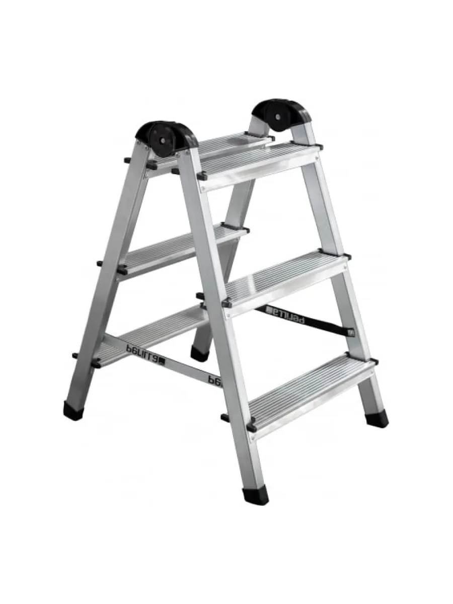 Стремянка двухсторонняя 3 ступени, алюминиевая 60/73,5 см