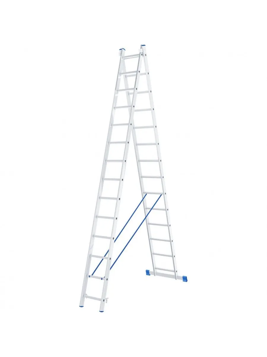 Лестница алюминиевая двухсекционная 14 ступеней 6,7м Россия