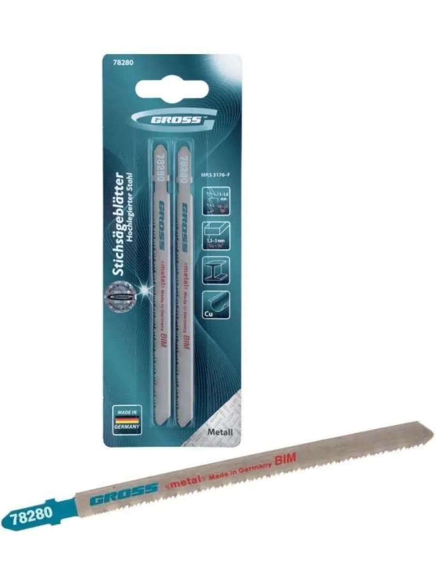 Полотна для электролобзика по металлу 110х1,5-3 мм (3176) GROSS (упак.2шт)
