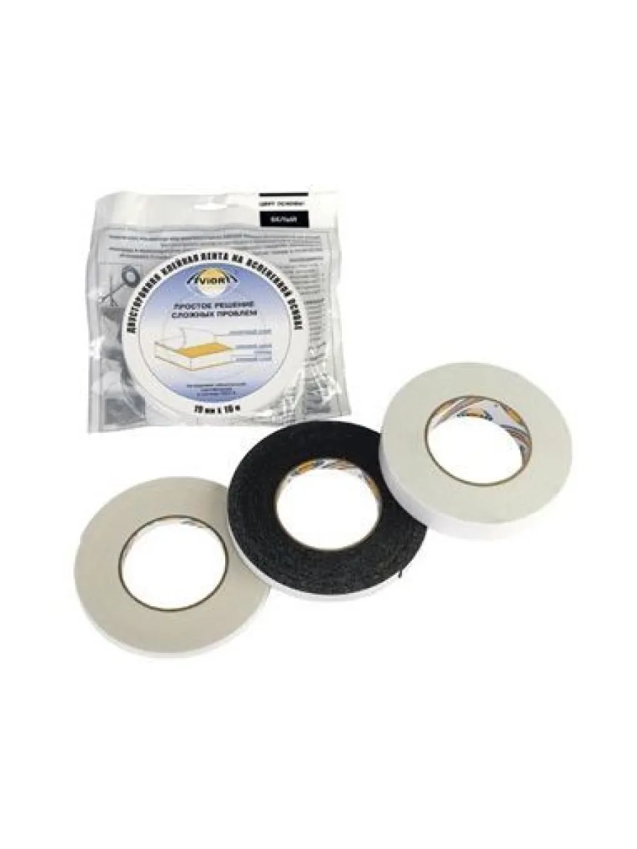 Лента клейкая двусторонняя 19мм*10м вспененная, белая AVIORA