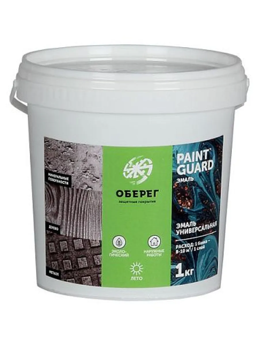 Эмаль акриловая Универсальная глянцевая белая PaintGuard 1л