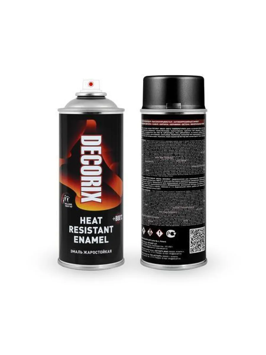 Эмаль аэрозольная жаростойкая  800ºС серебристый (520 мл) DECORIX
