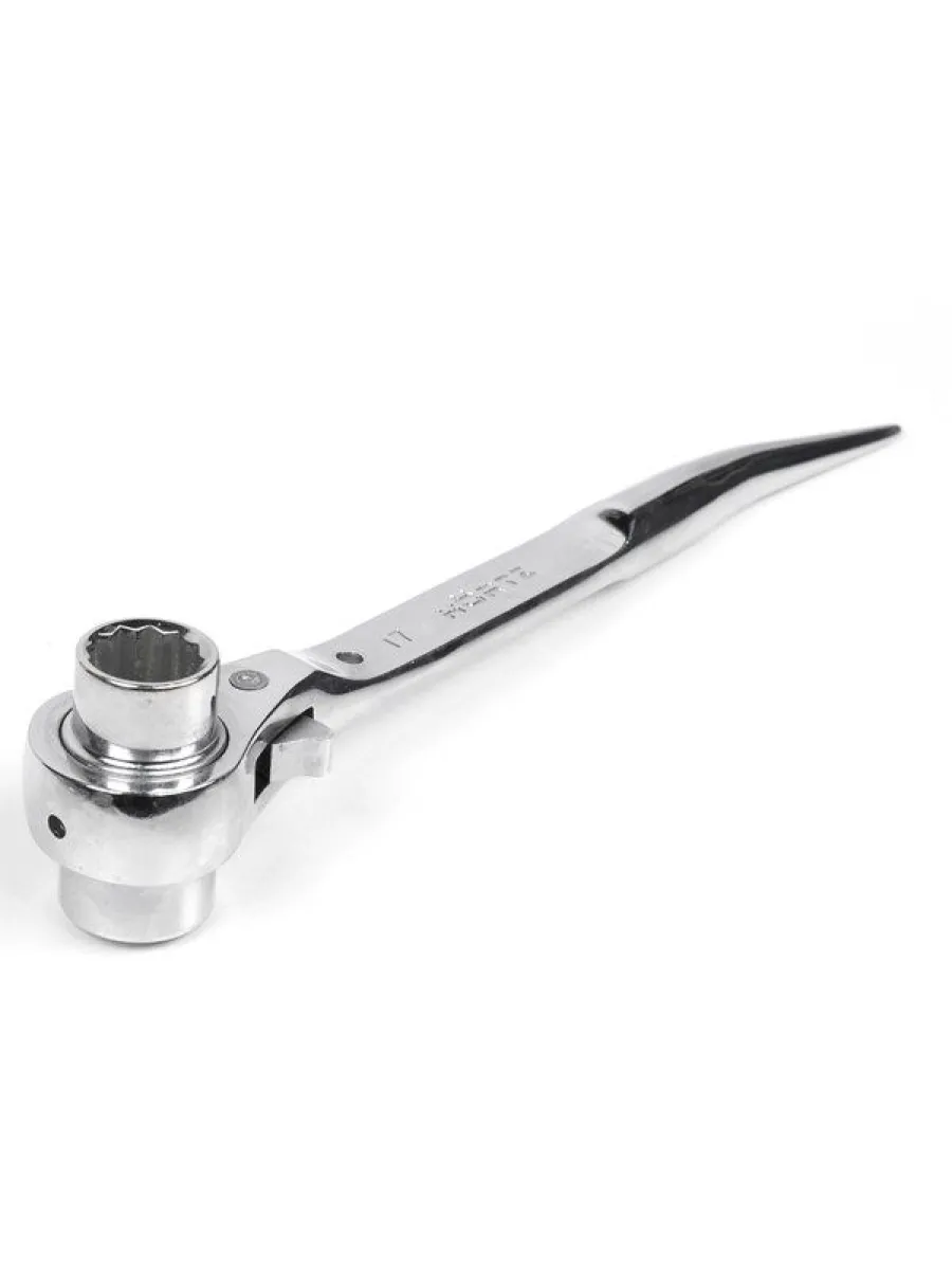 Ключ коликовый торцевой трещоточный укороченный 24х27 хром HORTZ