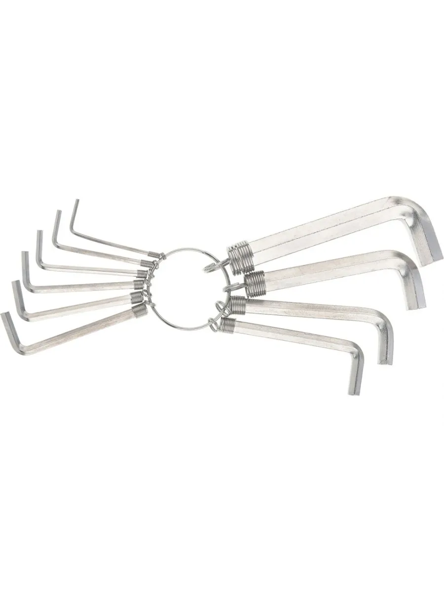 Набор ключей имбусовых HEX 1,5-10 мм (10шт.) никелир., на кольце