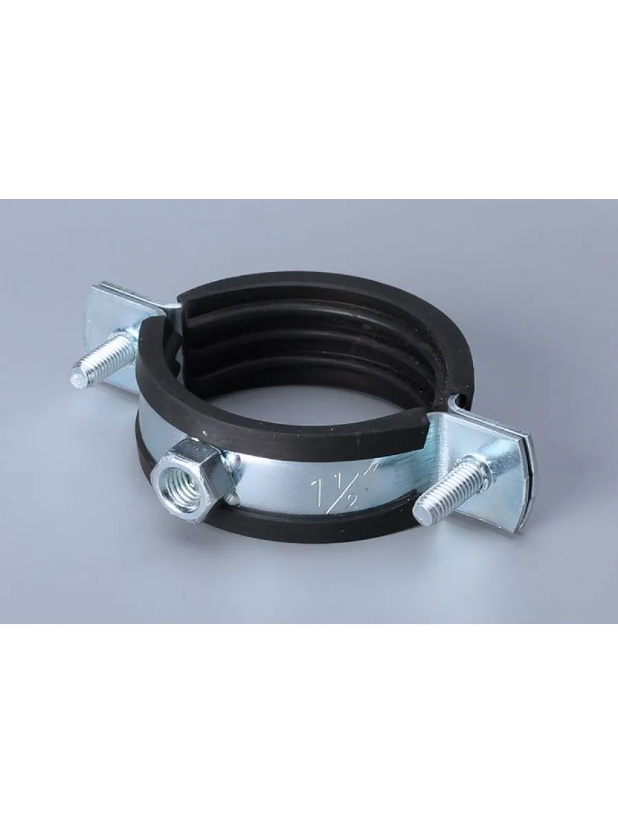 Хомут стальной с резин уплотн без шпильки (гайка М10) 135-143мм 5"