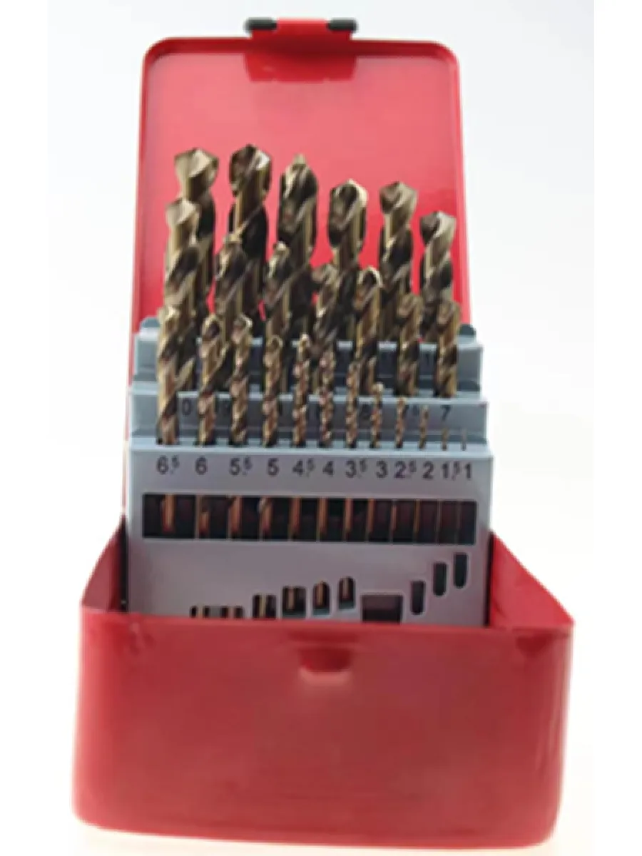 Набор сверл по металлу 1,0-13,0*0,5мм DIN338 цилиндрический хвостовик, метал. бокс 25шт. LASTING TOOLS