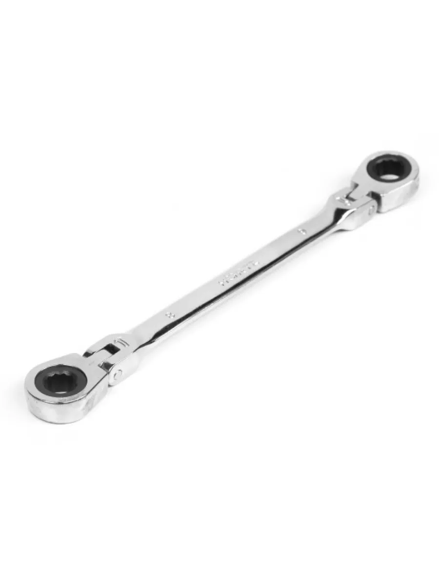Ключ накидной двусторонний 10х11 трещоточный шарнирный хром HORTZ
