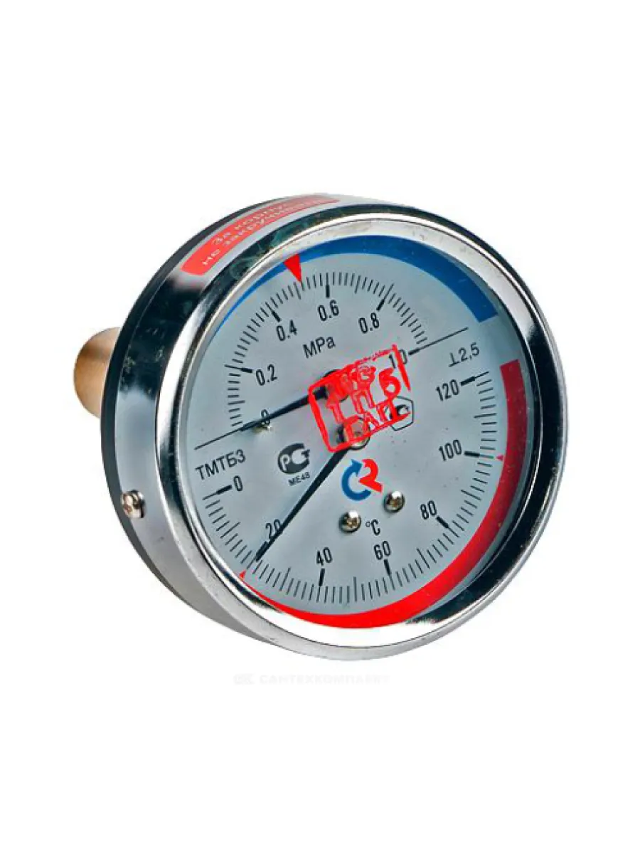 Термоманометр ТМТБ-31Т.1 120°С 0,6 Мпа Дк80 G1/2" осевой, L=46мм
