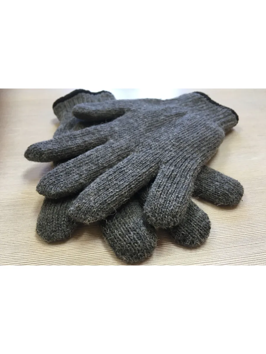Перчатки полушерстяные серые ДВОЙНЫЕ, 110гр. (упак. 10пар)