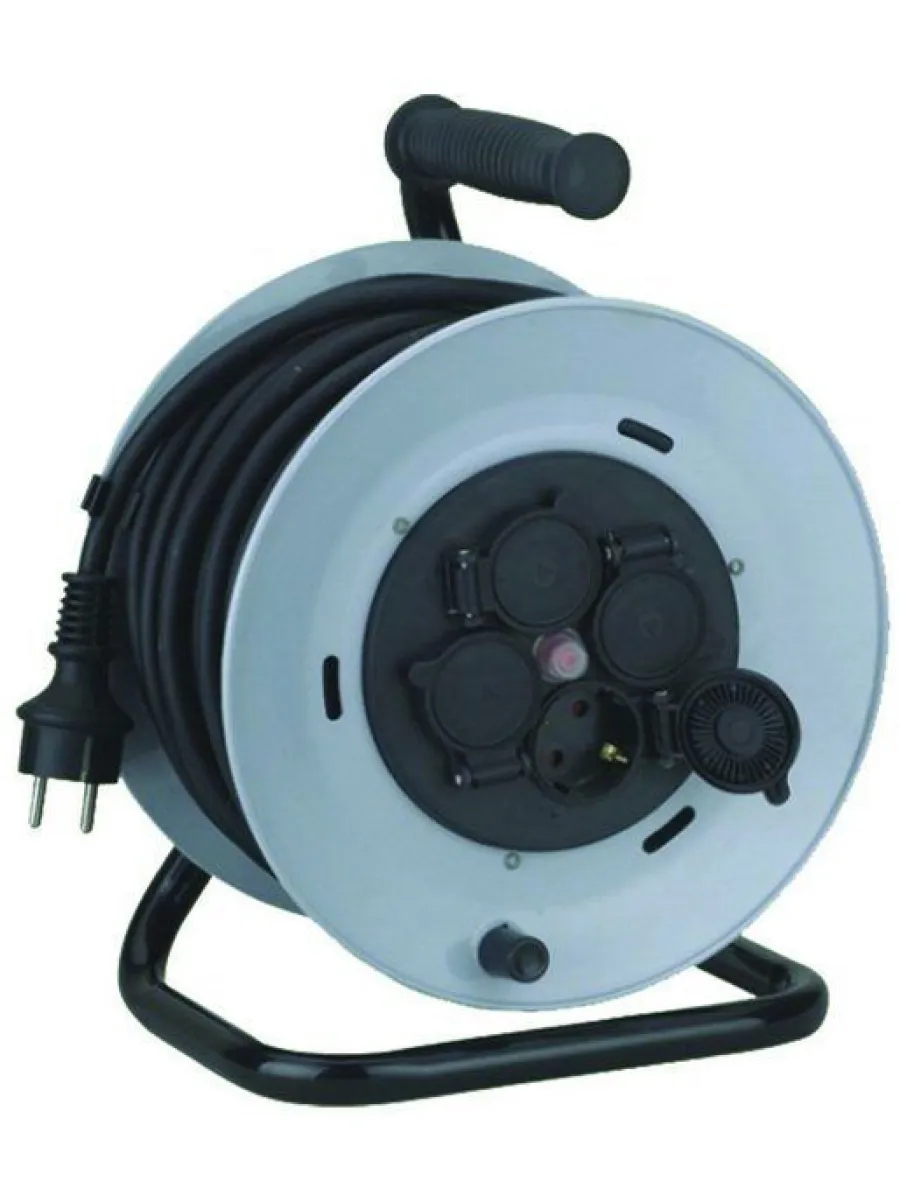 Удлинитель на катушке КГ 3х1,5 кв мм 50 м, 3500 Вт, 4 гнезда, IP44, с выключателем