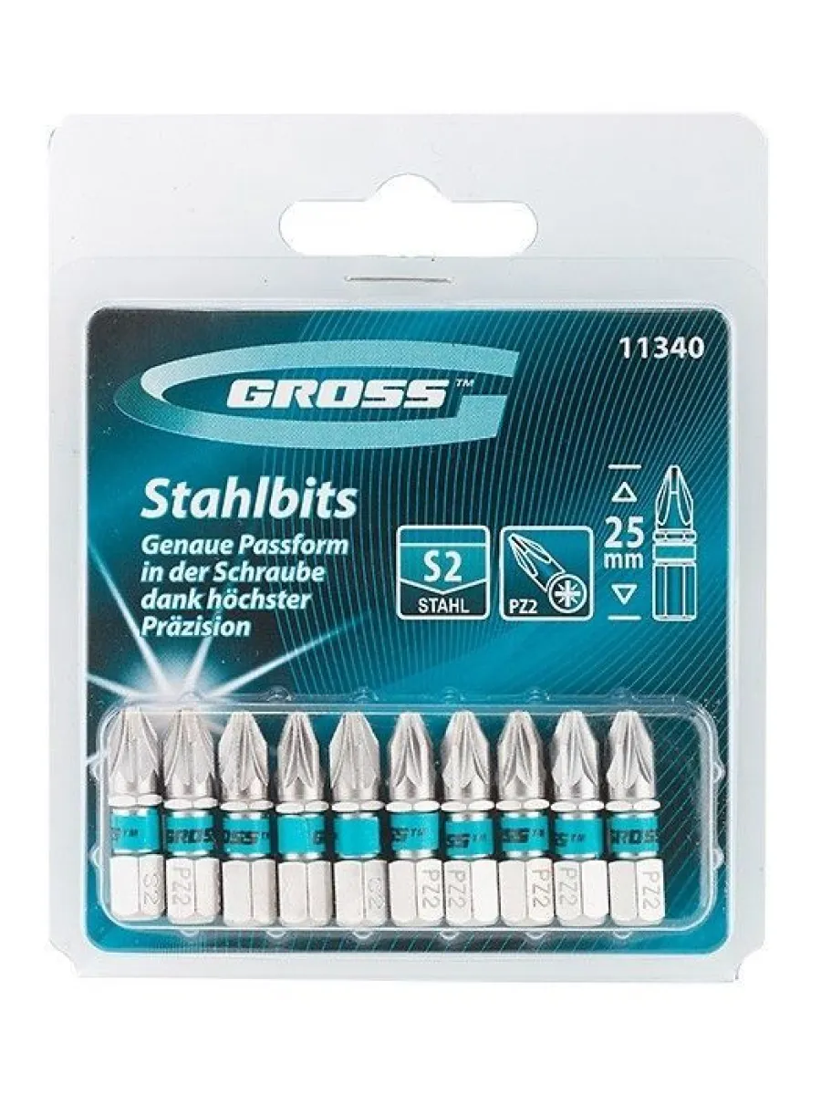 Биты PZ 2х 25 сталь S2 GROSS (упаковка 10шт.)
