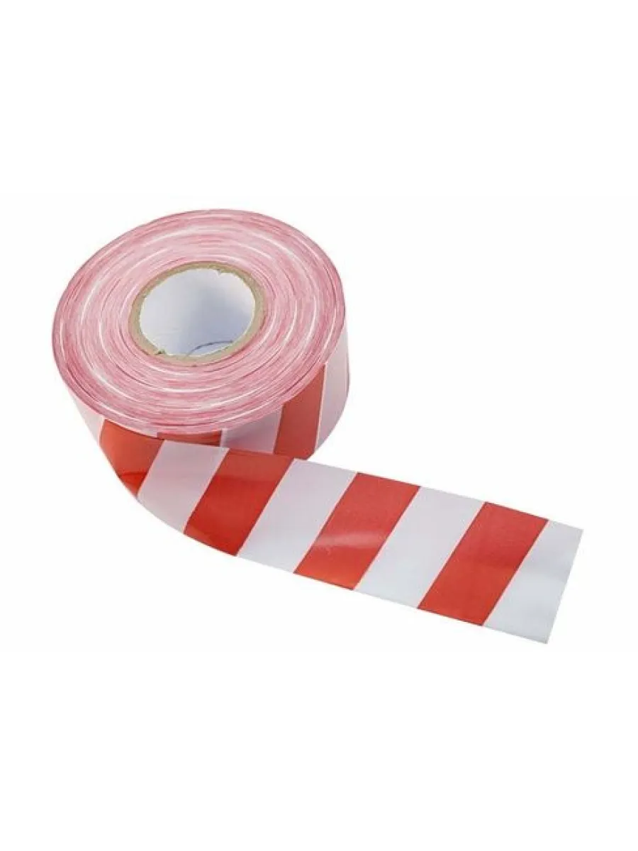 Лента сигнальная 50ммх200м бело-красная 35мкм