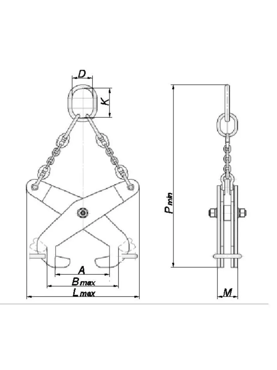 Захват для сортового проката (облегч.исп.) 1,0 тн (ширина захвата 55-200 мм) ЗСПо