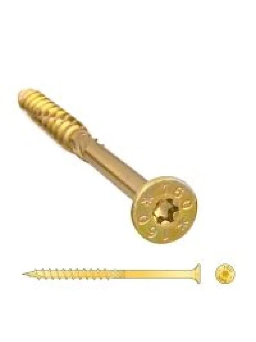 СS Саморез конструкционный по дереву потайн 4,0х 70 Желтый цинк (упаковка 500шт.) POWER FASTEN