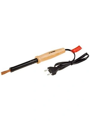 Электропаяльник  60Вт с деревянной рукояткой и долговечным жалом, форма клин ЗУБР