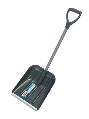 Лопата для уборки снега пластиковая, 270х310х890 мм, стальной черенок, алюминиевая планка Palisad