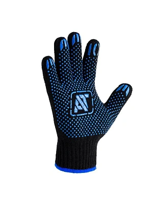 Перчатки трикотажные Зима Двойные с ПВХ, черные, размер 10, 100гр.