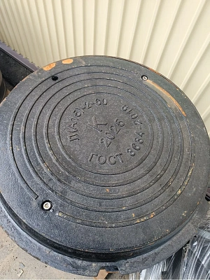 Люк канализационный чугунный легкий 1,5 тн Л (А15) К-1-60 без замка С ЛОГОТИПОМ ПОД ЗАКАЗ