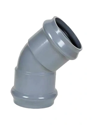 Отвод для напорной трубы НПВХ 110х45º  PN10 SDR26 двухраструбный Хемкор