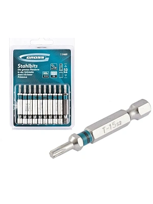 Биты TORX T 15х50 сталь S2 GROSS (упаковка 10шт.)