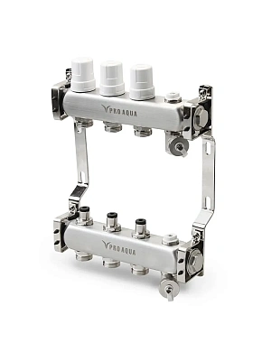 Коллекторный блок с регулировочными клапанами,  2 выхода, 1х3/4"
