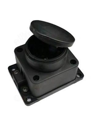 Розетка одинарная с заземлением каучук с заглушкой 16А IP44 черная 