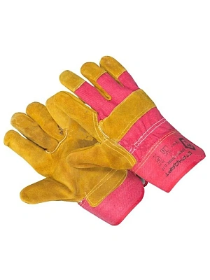 Перчатки спилковые комбинированные красно-желтые (Спилок, хлопок) LASTING TOOLS