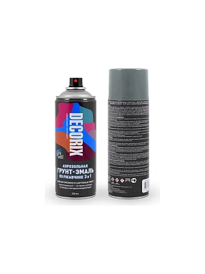 Грунт-эмаль аэрозольная по ржавчине "3 в 1" серая 520 мл DECORIX
