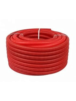 Труба гофрированная ПНД 25-28 мм, красная (для труб 16-22 мм) бухта 50м