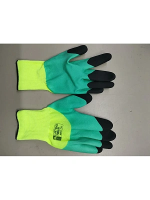 Перчатки из полиэстра с двойным латексным обливом (зелено-черные) LASTING TOOLS