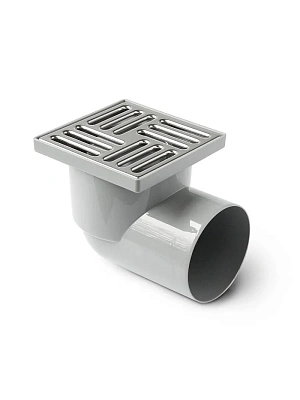 Трап горизонтальный 150х150, D110, не регулируемый, с решеткой из нержавеющей стали, сухой