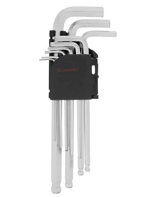 Набор ключей имбусовых HEX 1,5-10 мм (9шт.) удлиненные с шаром