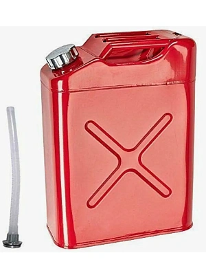 Канистра 10 литров металл (красная) горловина с навинчивающейся крышкой и шлангом LASTING TOOLS