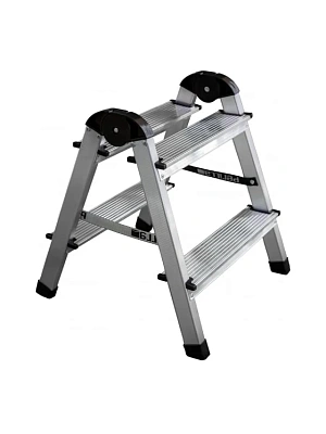 Стремянка двухсторонняя 2 ступени, алюминиевая 38/50 см