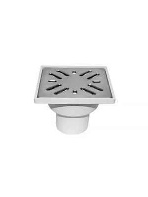 Трап вертикальный 100х100, D50, не регулируемый, с решеткой из нержавеющей стали, сухой