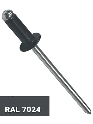 Заклепка вытяжная комб. алюм-сталь  крашеные  (7024) 4,0х10 графит