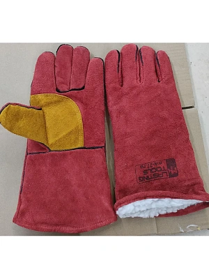 Краги сварщика спилковые красные из искусств. меха 35 см LASTING TOOLS