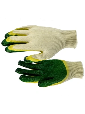 Перчатки х/б ДВОЙНОЙ латексный облив Россия