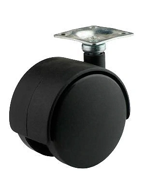 TWP 40 Колесо мебельное черное, площадка, Ду40 (грузоп.25кг)