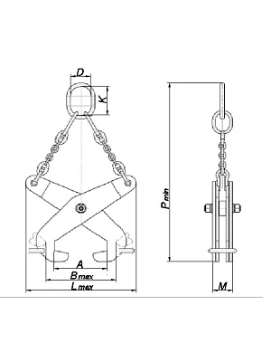 Захват для сортового проката (облегч.исп.) 1,0 тн (ширина захвата 55-200 мм) ЗСПо